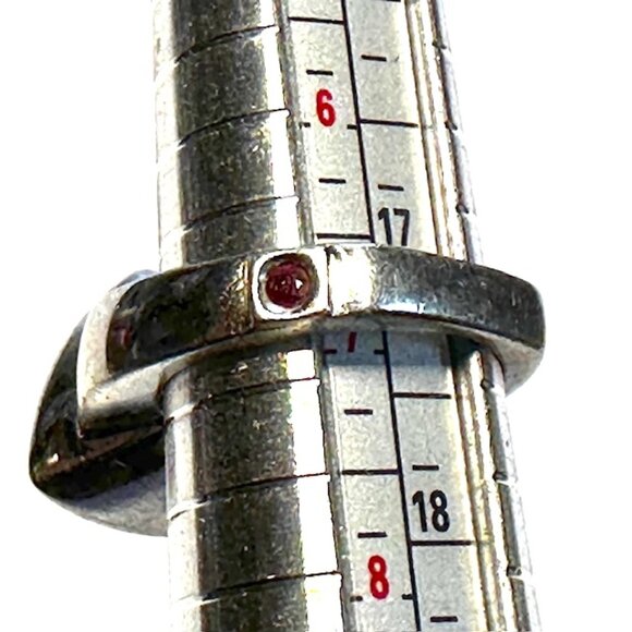 Elle Sterling Silver & Monster Topaz Ring with Signature Ruby Accent — EUC - Picture 12 of 12